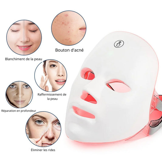 Masque LED 7 Couleurs visage et cou - Anti-âge, Lifting & Blanchiment